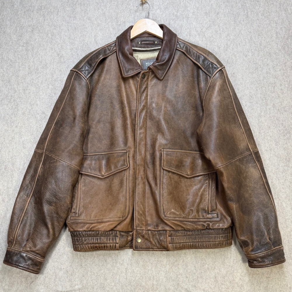 Wilsons Leather Bomber Aviator Vtg A2 Jacket Men L Brown 90s Americana Gorpcore